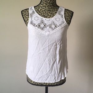 White embroidered neckline tank